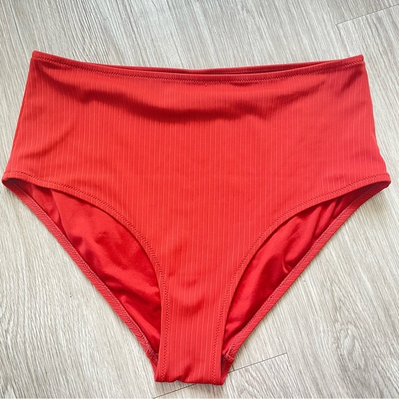 SWIMSUIT 2 PIECE SIZE XL ORANGE RIBBED WOMEN SWIMSUIT - Picture 3 of 13